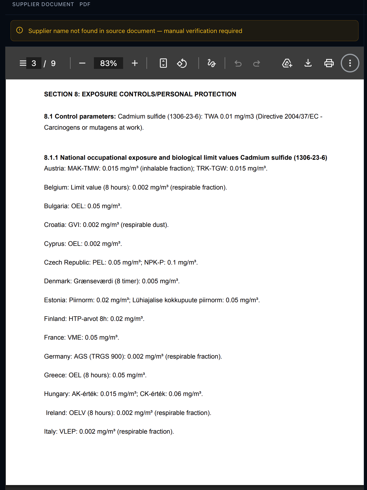 PDF viewer panel